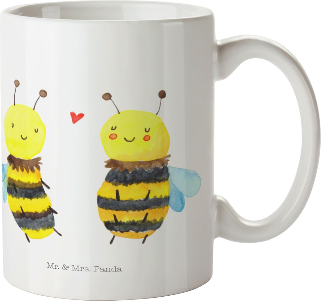 Mr. & Mrs. Panda Plastikbecher Biene Verliebt - Weiß - Geschenk, Kunststoffbecher, Kindertasse, Pott, Haferl, Schulkind Tasse, Hummel