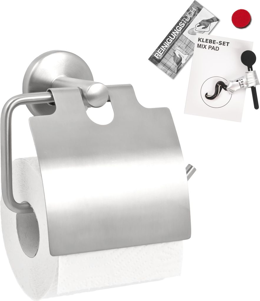 bremermann Bad-Serie PIAZZA - Toilettenpapierhalter mit Blende, Edelstahl matt