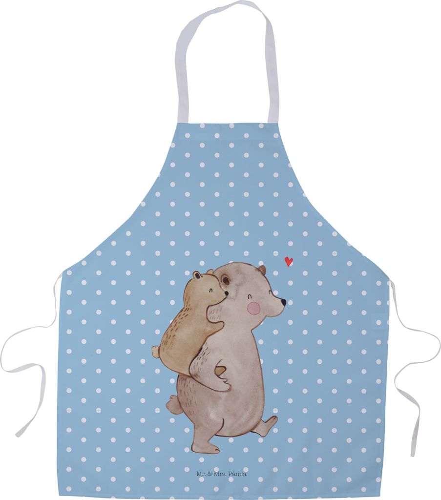 Mr. & Mrs. Panda Grillschürze Papa Bär - Blau Pastell - Geschenk, Vater, Kellner-Schürze, Küchenschürze, Vatertag, Muttertag, Kochkleidung, Sc...