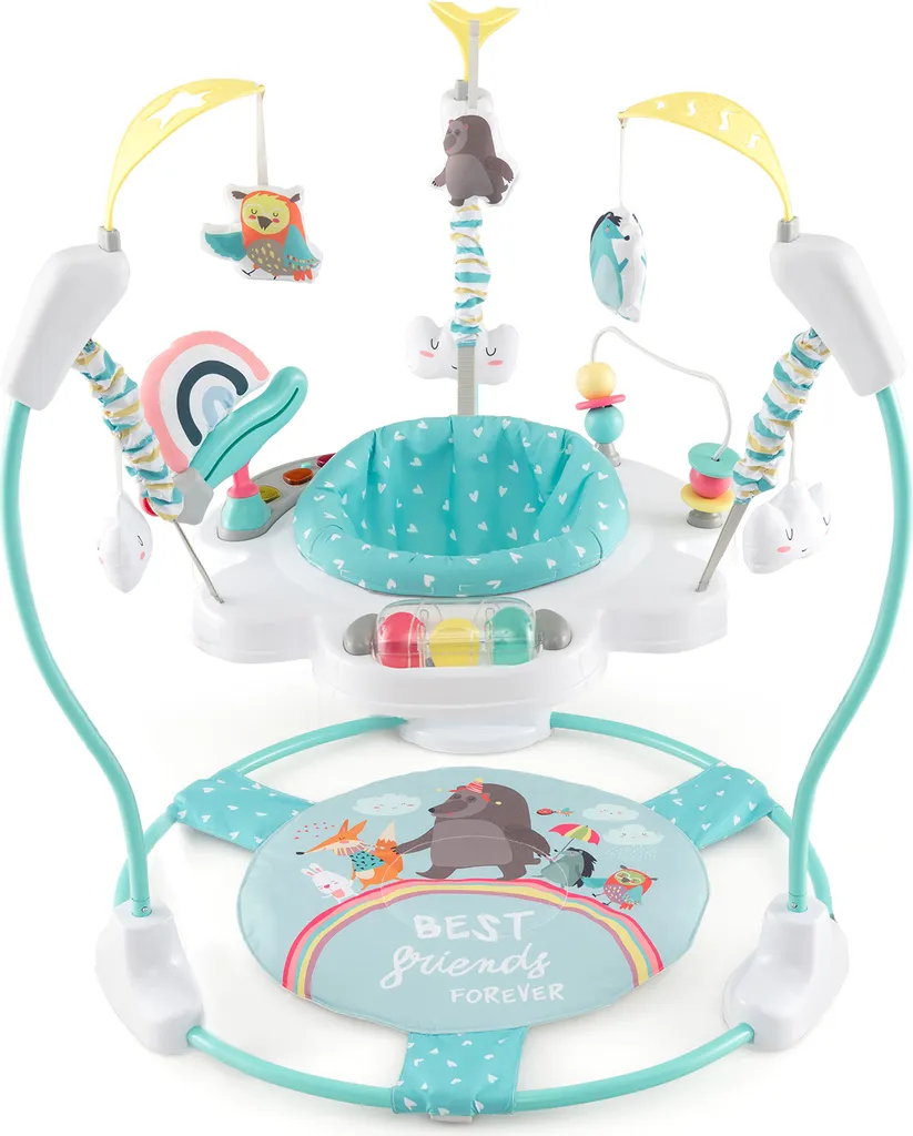 Jumperoo Bébé Évolutif avec Siège Rotatif et Boîte à Musique Ludique