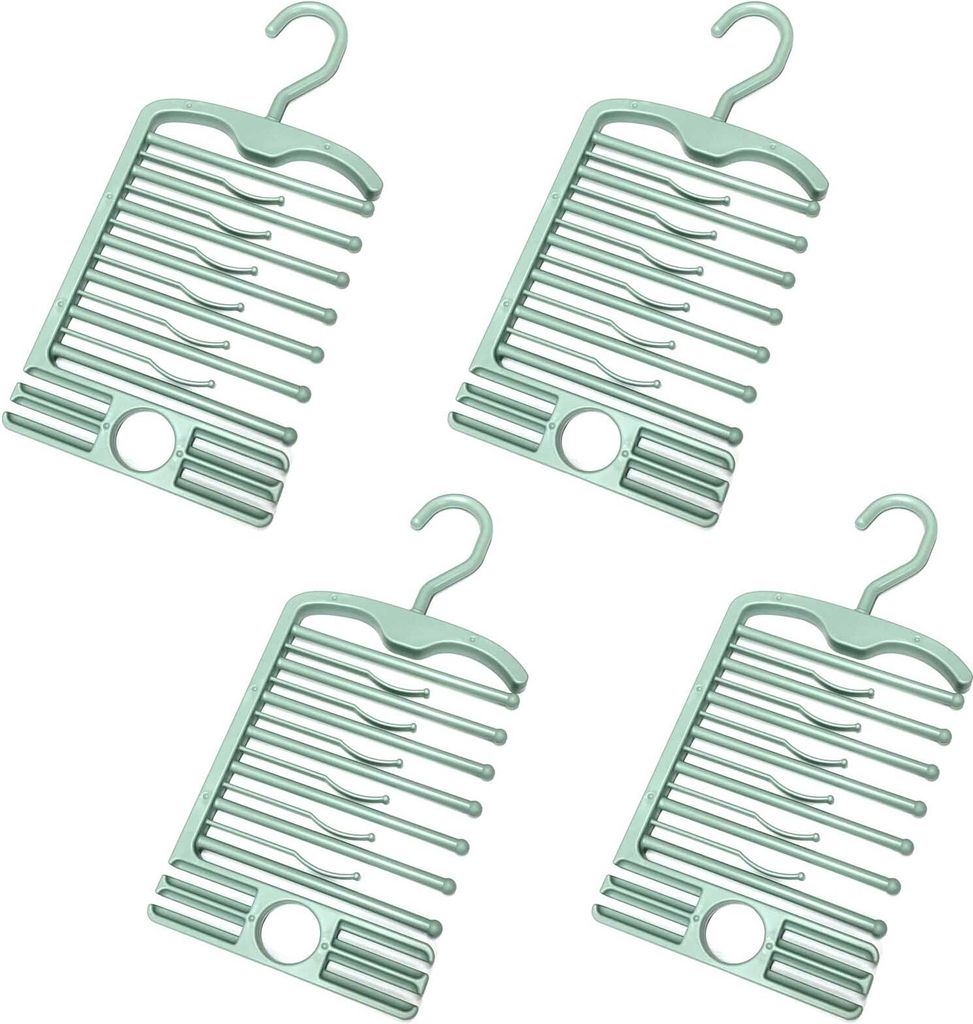 4er Set Kleiderbügel Multifunktions Bügel Organizer Mintgrün Krawattenbügel Kleiderbügelhalter Krawattenhalter Gürtelhalter Kunstsoff