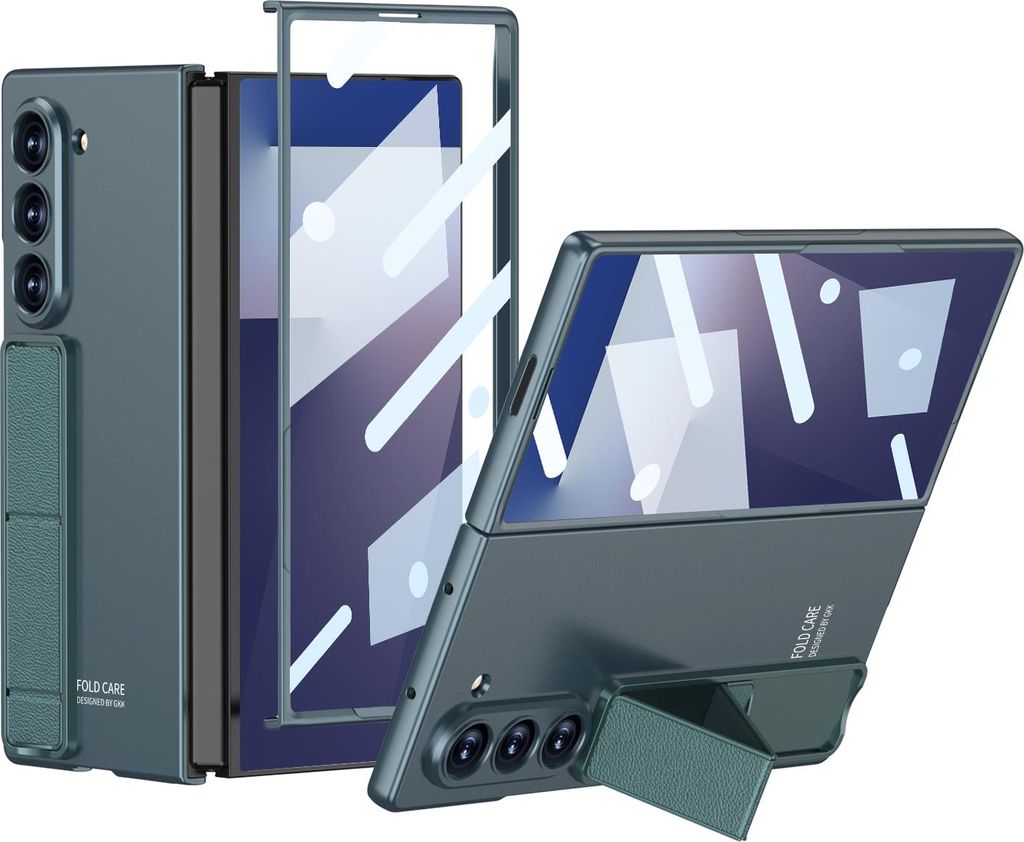 Hülle für Samsung Galaxy Z Fold 7 mit Klappbarem Ständer, Schlank Hart PC Matt Schutzhülle mit Displayschutz Grün