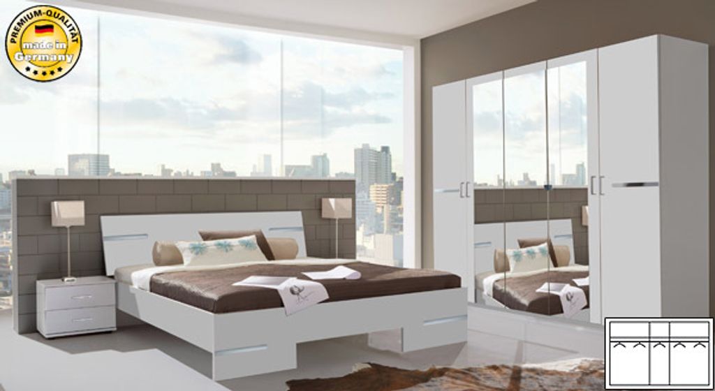 Schlafzimmer komplett 4-teilig Anna mit Kleiderschrank Produktbild 
