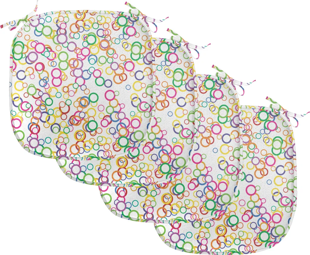 Coussin de Chaise Anti-Glisse et Anti-Tache, Décor Arc-en-Ciel Lot de 4