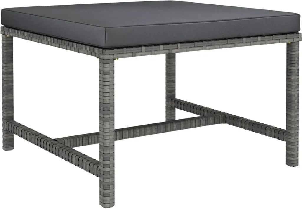 Poggiapiedi Giardino Polirattan Grigio - Modulo Divano Componibile