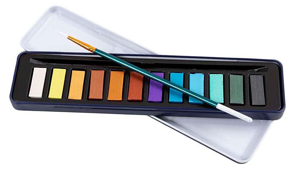 Creativ Company Aquarell-Set, Metallic-Farben, 12 Farben 1 Box