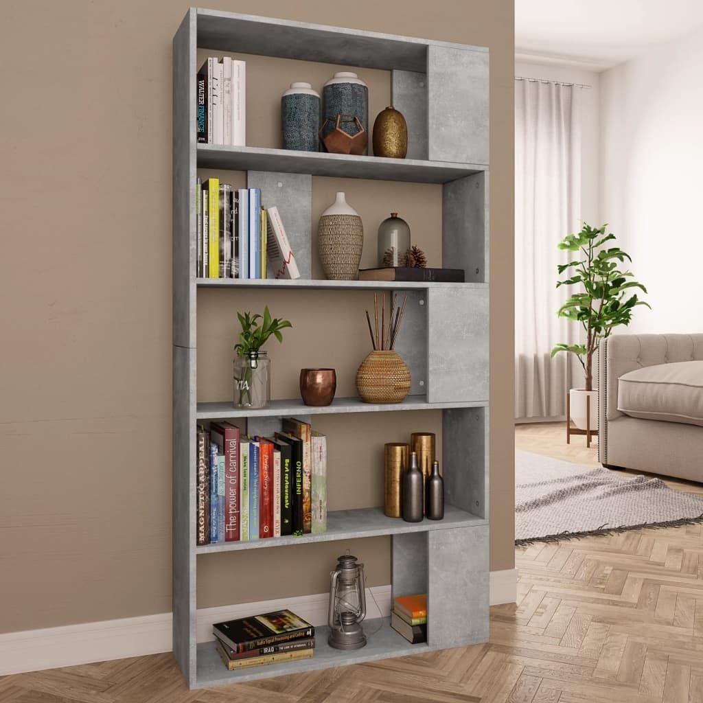The Living Store Bücherregal/Raumteiler Betongrau 80x24x159 cm Holzwerkstoff