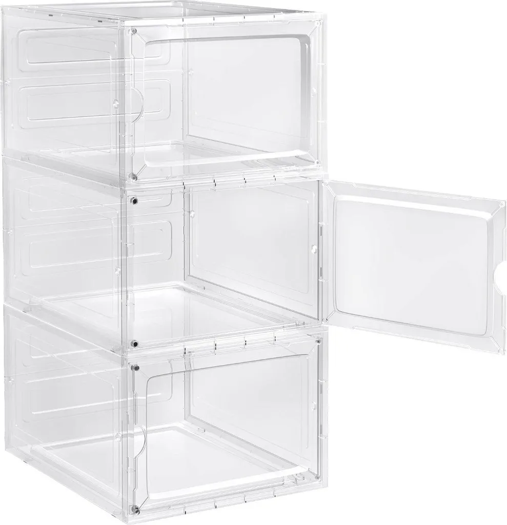 Boîte à sneakers transparente par 3 rangement chaussures empilable