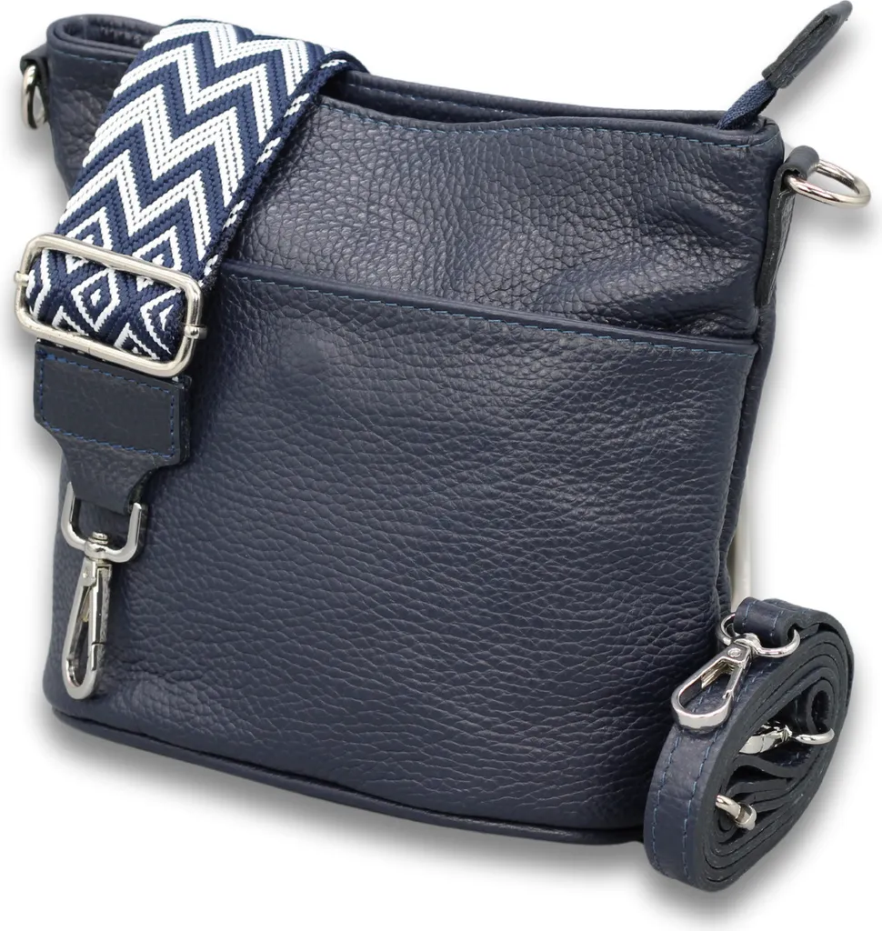Sac à bandoulière cuir bleu marine Lina : confort et sécurité femme