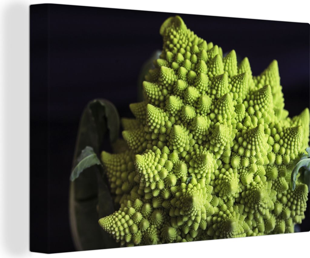 OneMillionCanvasses - Leinwandbilder - 140x90 cm, Der Kopf eines grünen Romanesco, Wandbilder Kunstdruck Wanddekoration - Foto auf Leinwand - Ge...