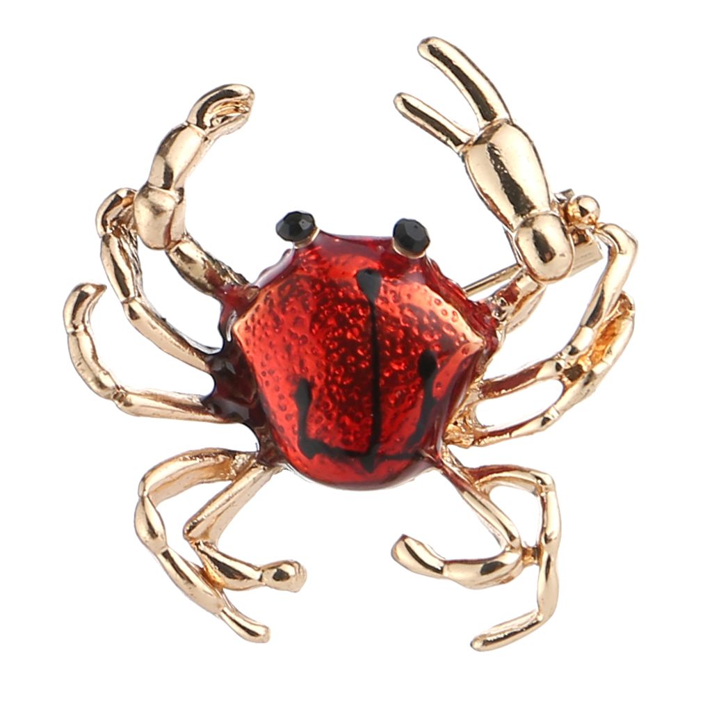 Niedliche Damen-Brosche in Krabbenform, Emaille, für Hemd, Pullover, Halsclip, Rucksack-Abzeichen-Rot