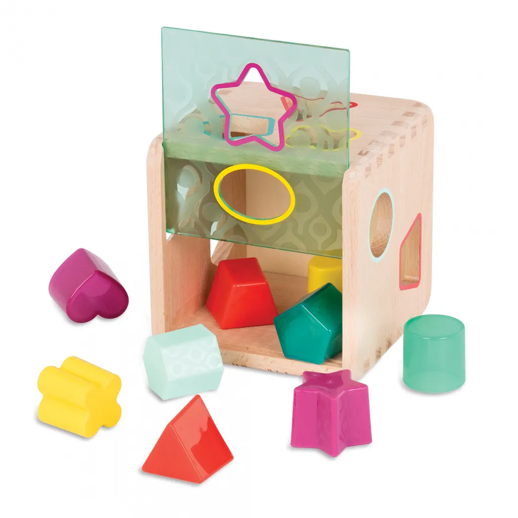 Boîte à formes colorée en bois naturel B. - 9 blocs multi-couleurs