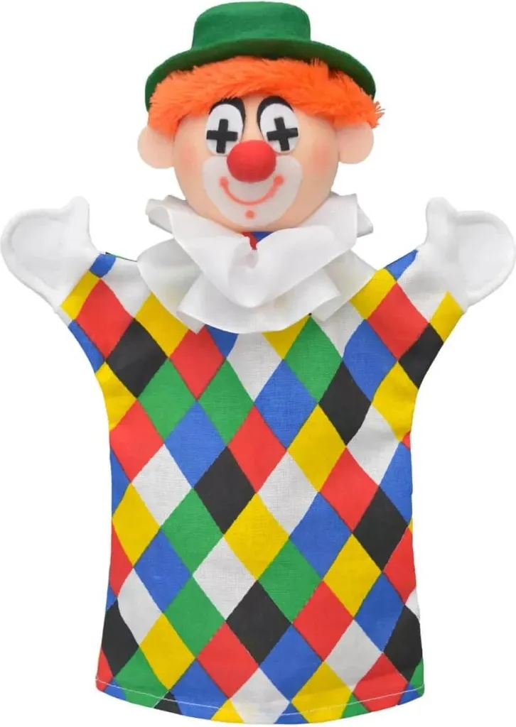 Marionnette Clown Logo 28cm pour Éveil Créatif et Spectacle de Famille