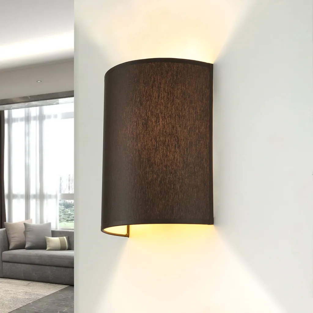Lampe Murale Design avec Abat-jour Tissu Marron Style Loft pour E27