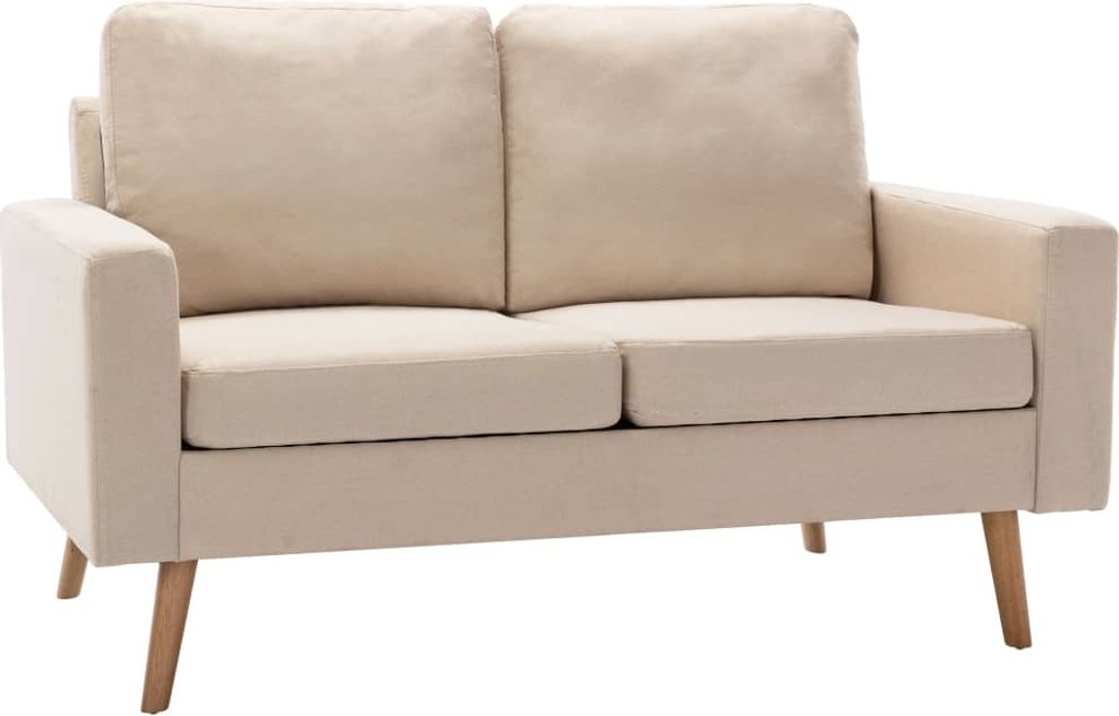 vidaXL 2-Sitzer-Sofa Creme Stoff Produktbild 