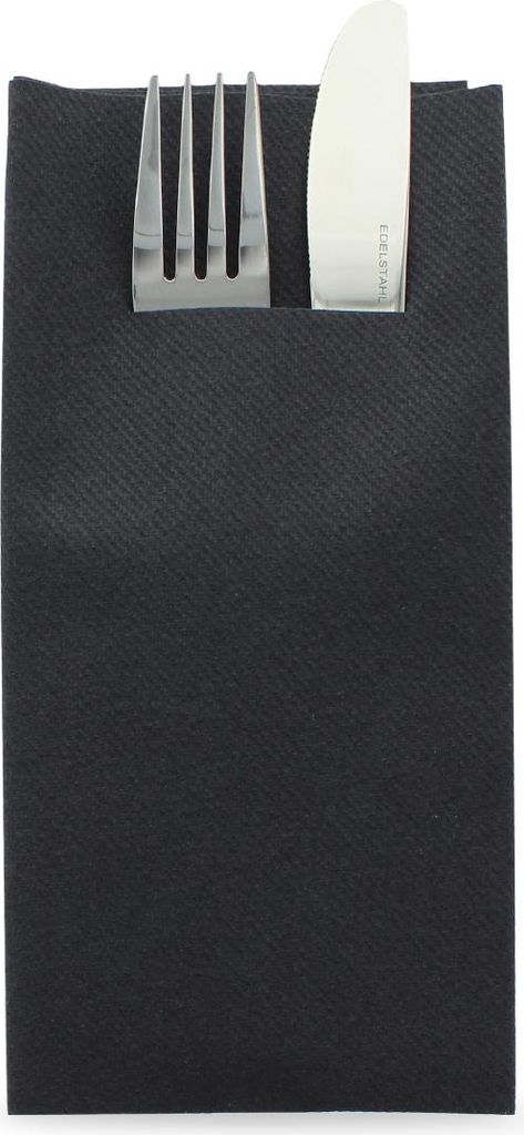 Sovie HORECA Besteckserviette Schwarz aus Linclass Airlaid Light 40 x 40 cm, 1/8 Falz, 75 Stück