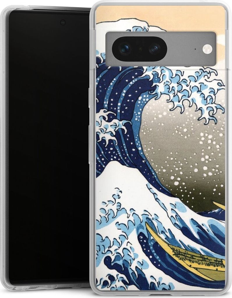 DeinDesign Slim Hülle für Google Pixel 7 Silikon Case Ultra Dünn Handyhülle Katsushika Hokusai Kunst Die große Welle vor Kanagawa