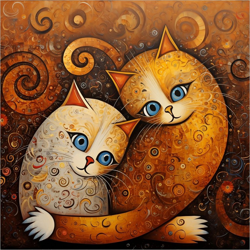 Wallario selbstklebende Möbelfolie/ Tischdecke für Innen und Außen, Größe: 70 x 70 cm - Malerisches Katzenduo