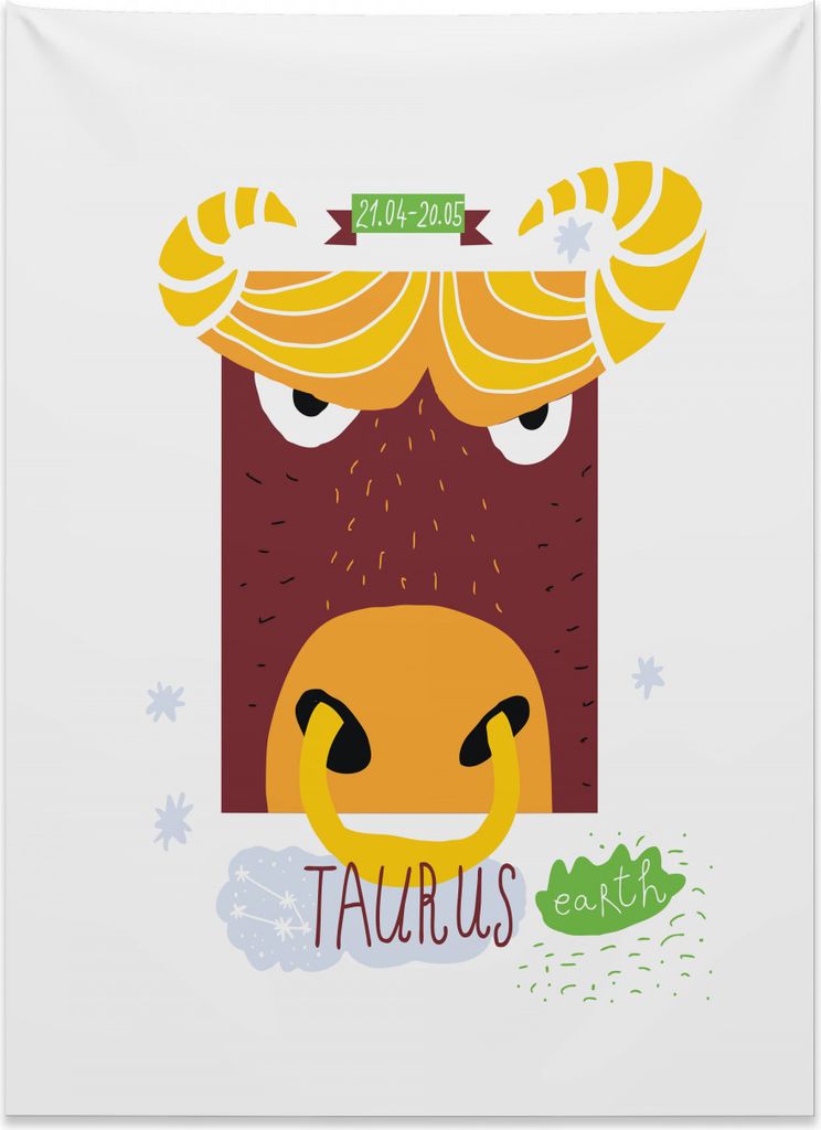 Abakuhaus Sternzeichen Stier Wandteppich, Angry Bull Gesicht aus Weiches Mikrofaser Stoff Kein Verblassen Klare Farben Waschbar, 110 x 150 cm, Mehr...