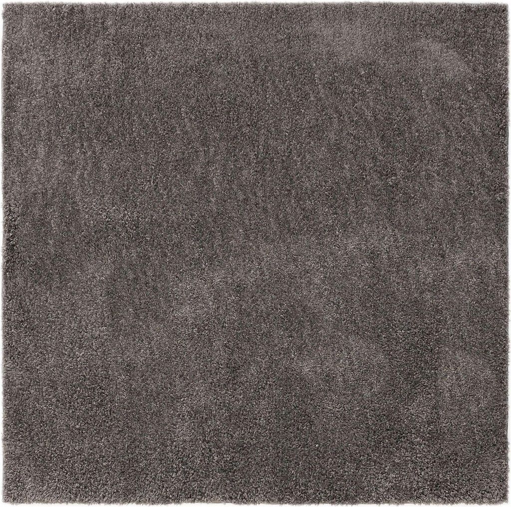 benuta Teppich Wohnzimmer Soho Grau 160x160 cm Hochflorteppich Wohnzimmerteppich Quadratisch Rutschfest Flauschig Plüsch Shaggy Weich