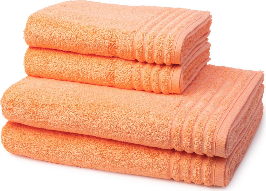 Vossen Vienna Style Supersoft 2 X Handtuch 2 X Duschtuch im Set Extrem flauschig und saugfähig, Stäbchenbordüre Ton in Ton, Logostick