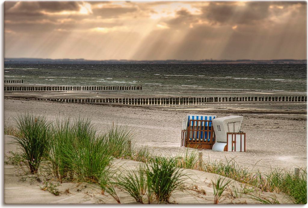 ARTland Leinwandbild Schwarzer Busch Strand auf Insel Poel Größe: 120x80 cm