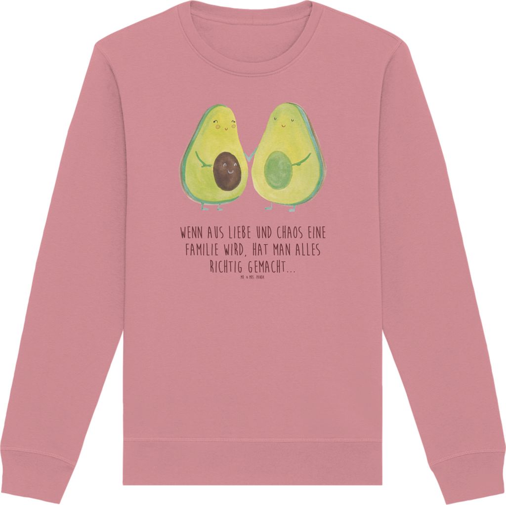 Mr. & Mrs. Panda Rundhals Sweatshirt Avocado Pärchen Größe L - Canyon Pink - Geschenk, Baumwoll Pullover, Kinder, Pulli, Sweater, Liebe, Geburt,...