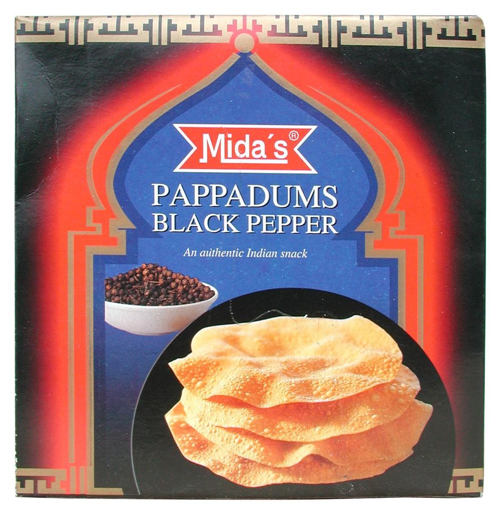 Midas Pappadums z czarnym pieprzem Indyjska przekąska 110g Zdjęcie produktu 