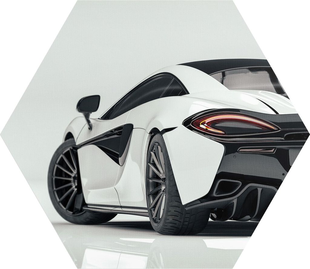 DEQORI Fototapete Sechseck 150x130 cm 'Sportliches Auto' Wand Tapete Leinwand Sticker