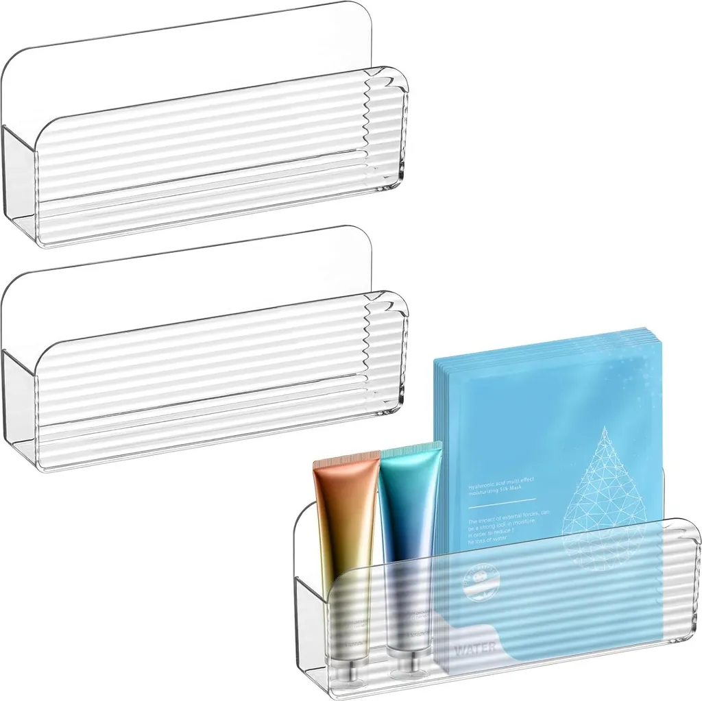 Organiseur Mural Adhésif sans Trou lot de 3 en Acrylique Transparent