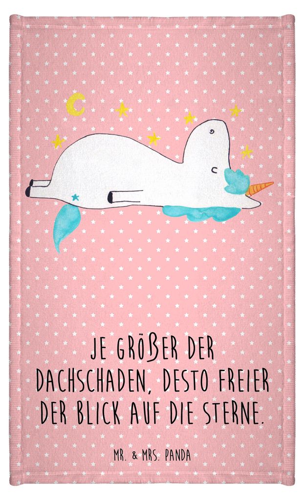 Mr. & Mrs. Panda Handtuch Einhorn Sternenhimmel - Rot Pastell - Geschenk, Gäste-WC, Gästetuch, Frotteetuch, Sterne, Einhörner, Unicorn, Baumwoll...