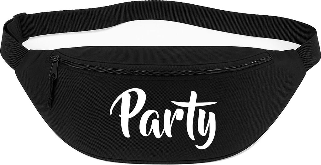 Huuraa Bauchtasche Party Schriftzug 2,5 Liter Black Polyester Crossbody Bag Geschenkidee