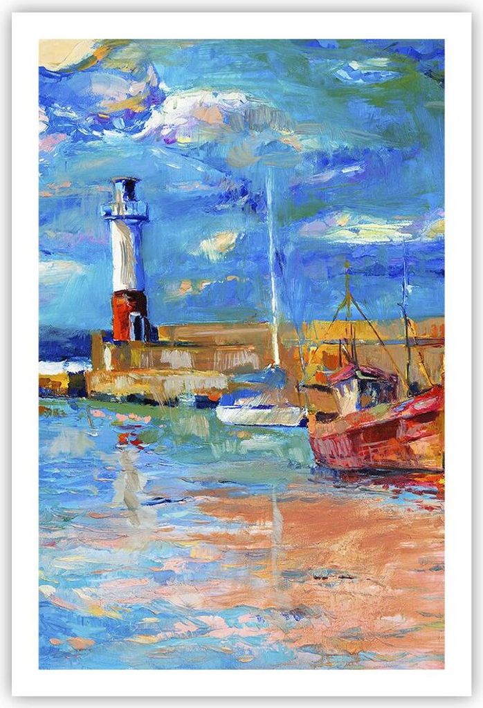 Poster - Poster ohne Rahmen - Leuchtturm Meer - 61x91,5 cm - Wand Bild - Wanddeko - Wandbilder - Kunstposter - Wandposter - Bilder - Kunstdruck - W...