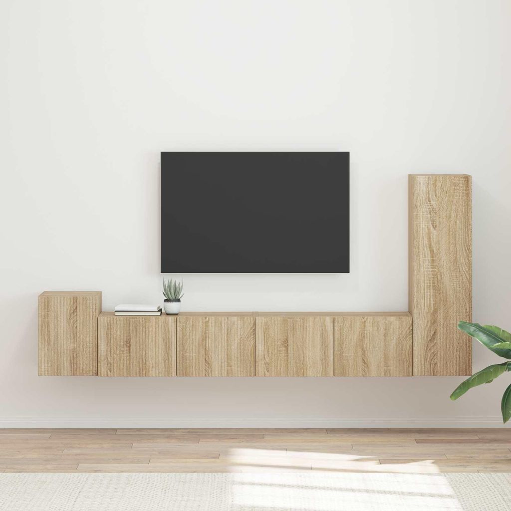"Schlussverkauf" TV-SchrankSet Wandmontiert - 3 Stück - WohnzimmerTV-Möbel/TV-Tisch - Sonoma-Eiche Holzwerkstoff C14353