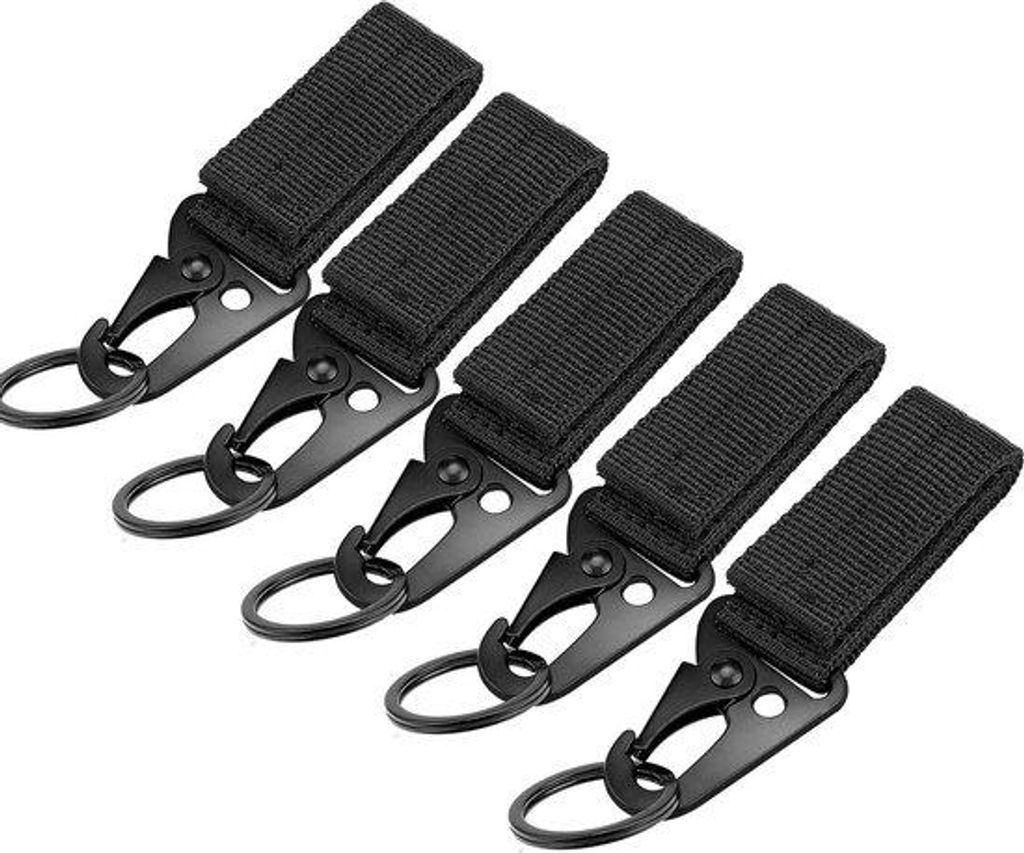 Nylon-Taktische-Hängeriemen-Set, 5er-Pack, karabijnhaak und Schlüsselhaken, für Camping, Wandern, Outdoor-Aktivitäten
