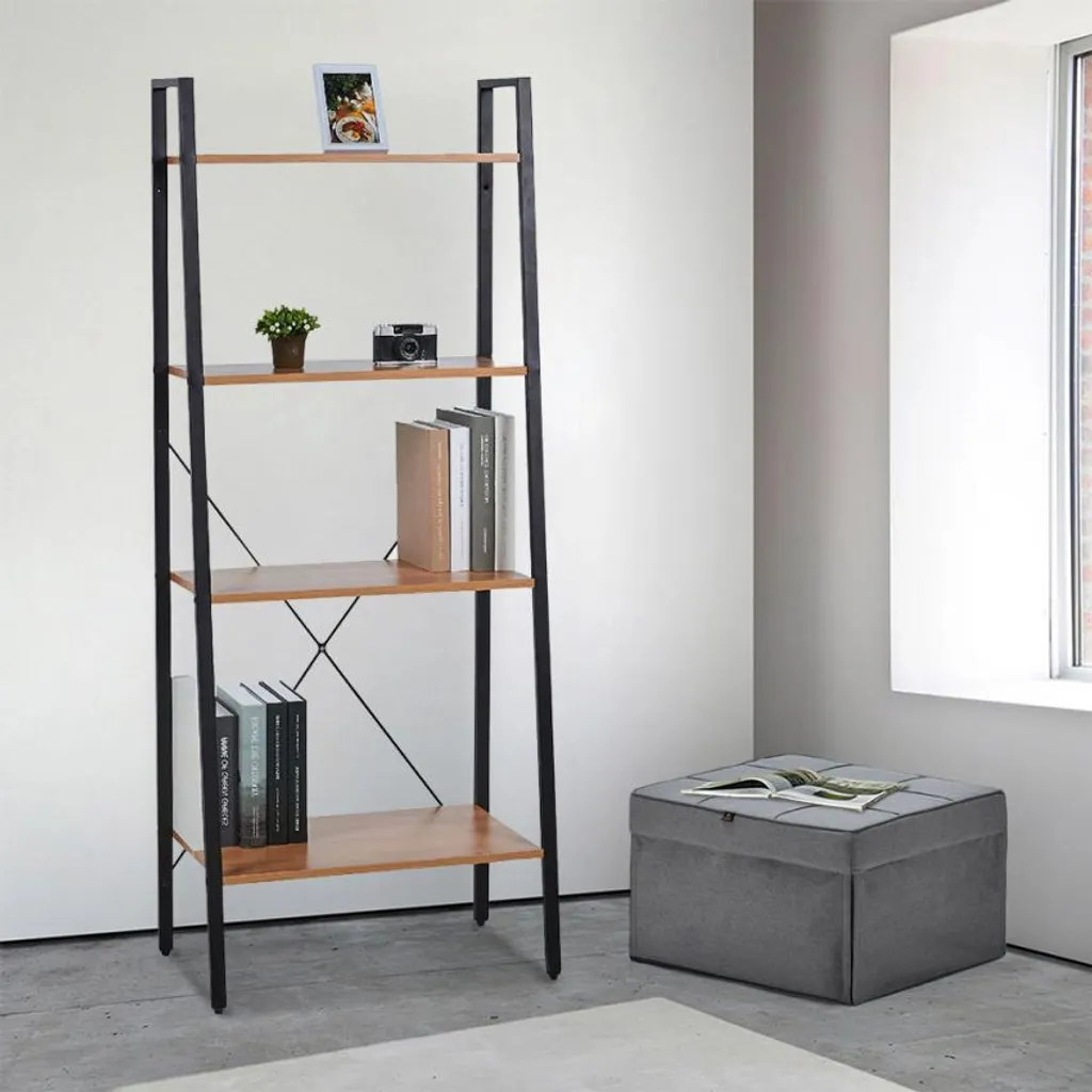 Bureau minimaliste Tolosa avec étagère latérale réversible en métal