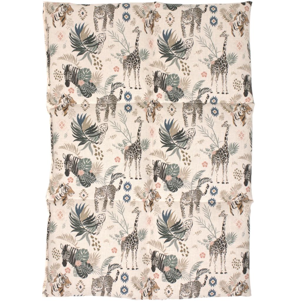 Johanniskernkissen groß 6-Kammer 40x30cm - Bio-Stoff "Wilde Tiere" - Wärmekissen Körnerkissen