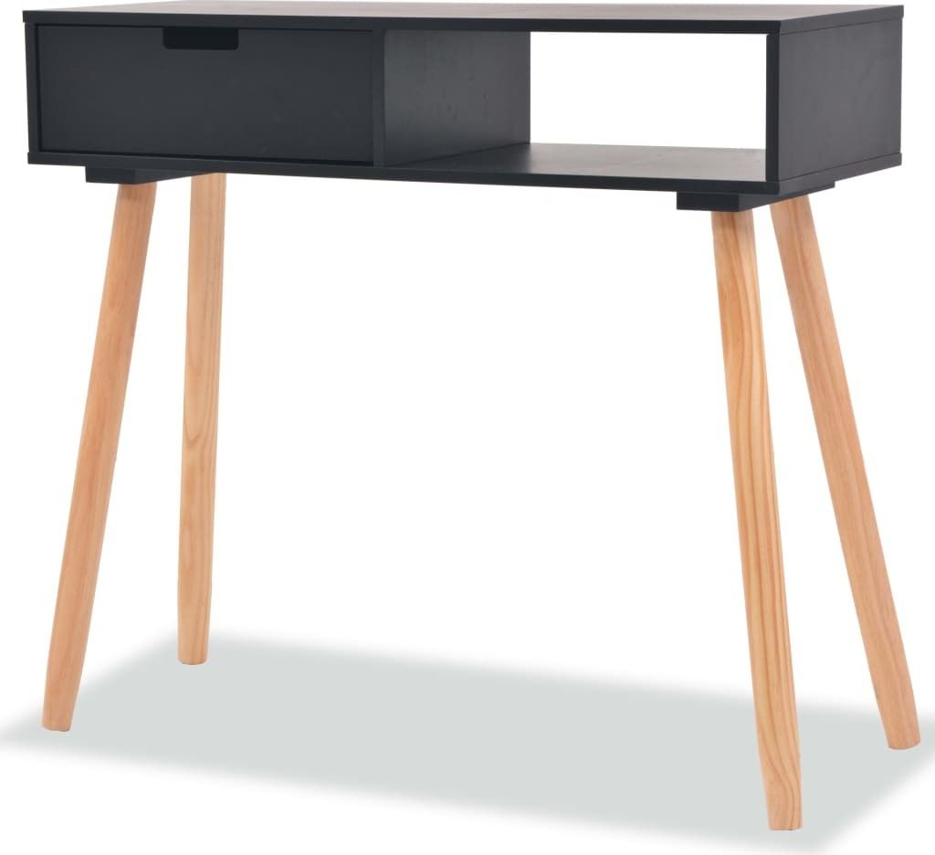 Konsolentisch Kiefernholz Massiv 80 x 30 x 72 cm Schwarz