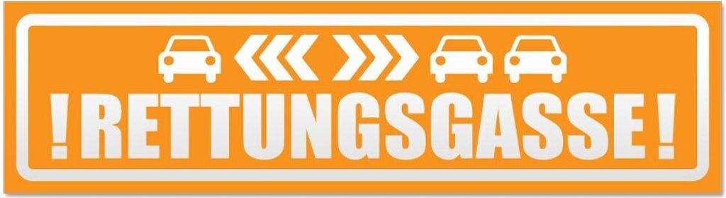 Kiwistar - Autoaufkleber - Orange - 60 x 16 cm - Rettungsgasse mit Autos invertiert - Hinweis Aufkleber Sticker für Auto, Kfz, Fahrrad, PKW, LKW