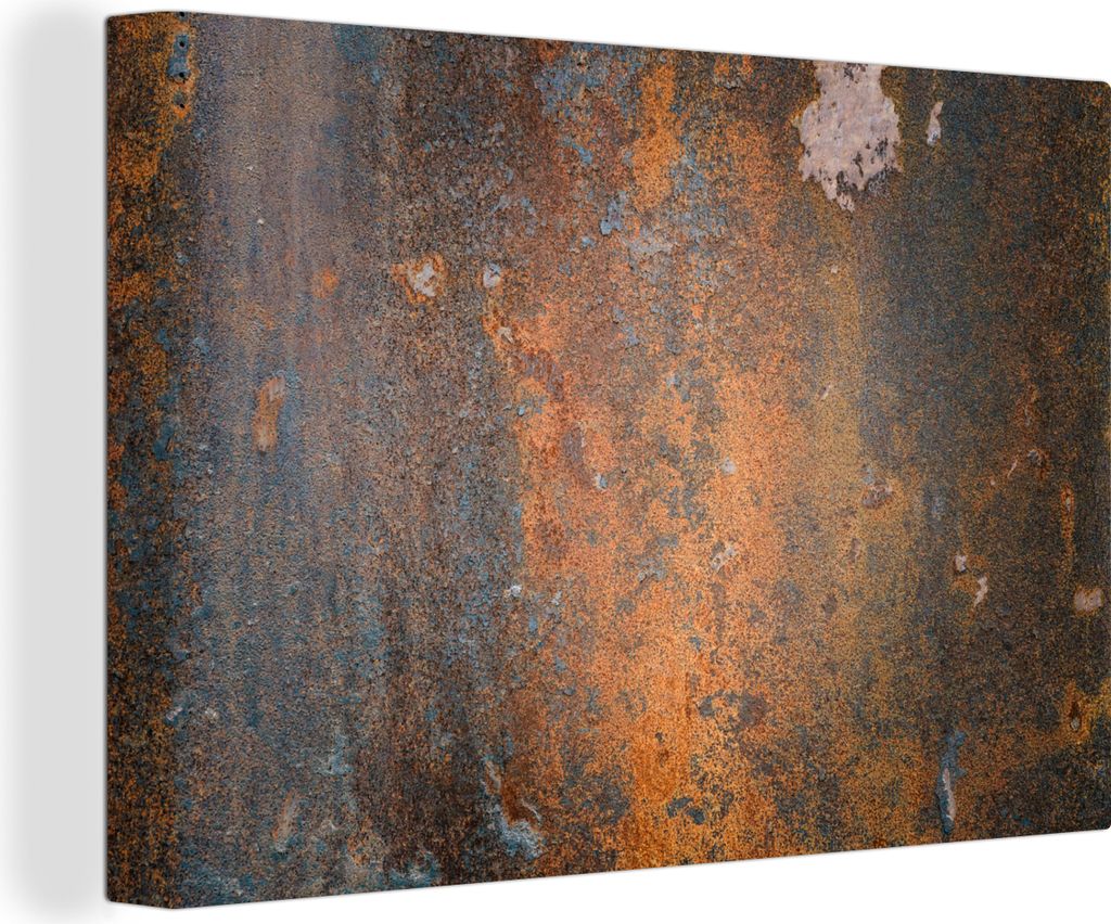 MuchoWow - Leinwandbilder - Rostdruck - Vintage - Industriell, Wandbild, Wanddeko Bilder Wohnzimmer, 120x80 cm