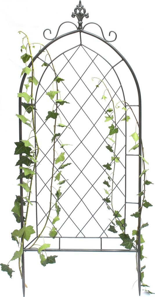 DanDiBo Rankhilfe Metall Rankgitter 120 cm Grau 96193 Kletterhilfe Bodenstecker Blumenhalter Ranksäule