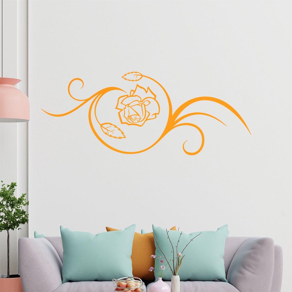 Rose - Linien Wandtattoo in 6 Größen - Wandaufkleber Wall Sticker - Dekoration, Küche, Wohnzimmer, Schlafzimmer, Badezimmer