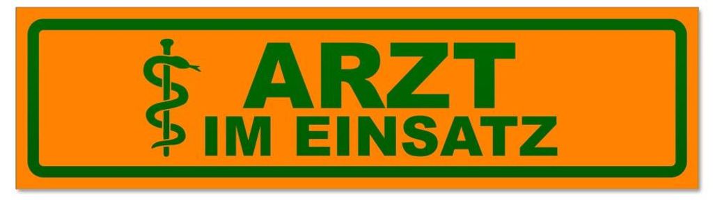 Kiwistar - Autoaufkleber - Orange - Grün - 30 x 8 cm - Arzt im Einsatz Motiv 2 invertiert - Hinweis Aufkleber Sticker für Auto, Kfz, Fahrrad, PKW...