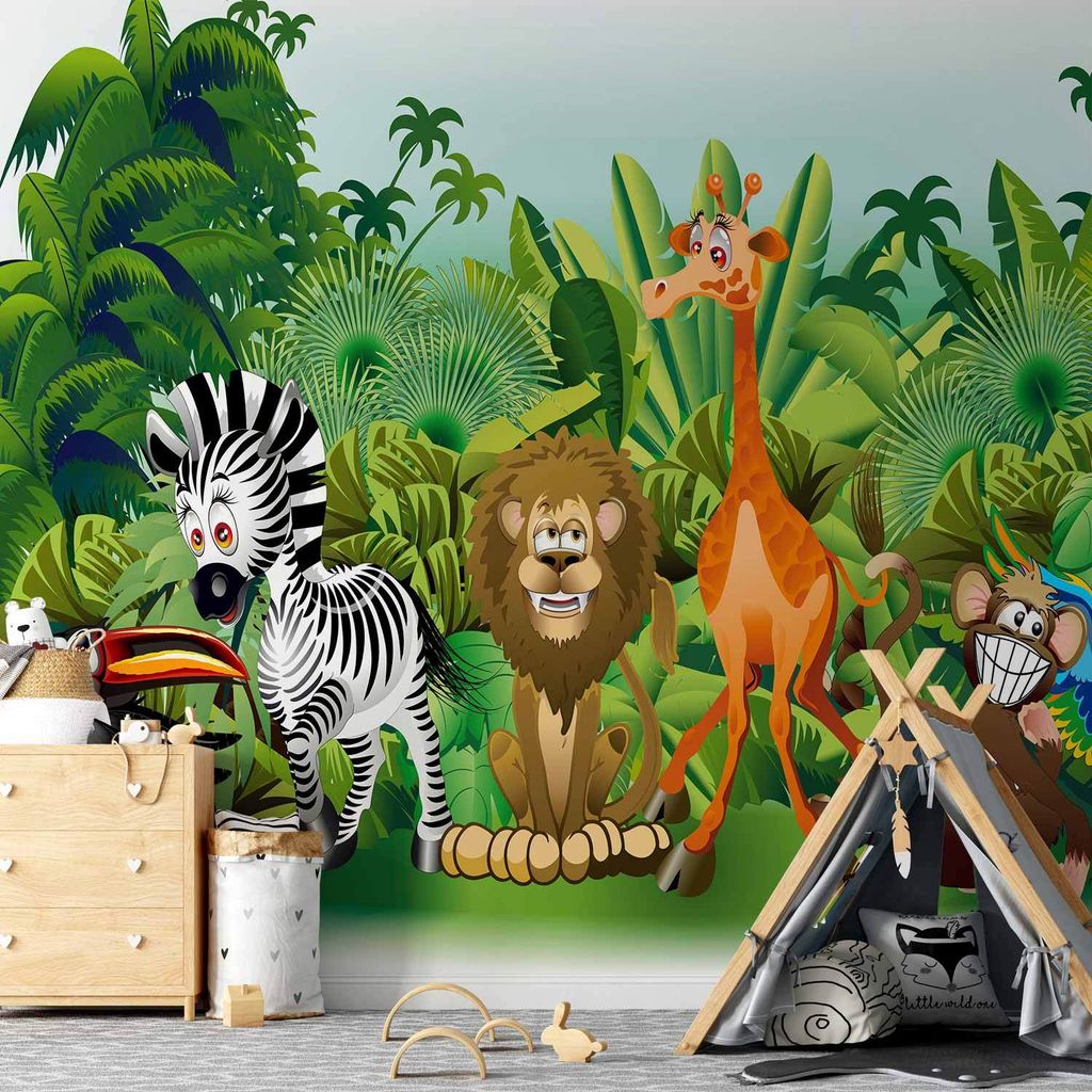 Vlies Fototapete - Jungle Animals 400x280 cm Für Kinder e-B-0012-a-a