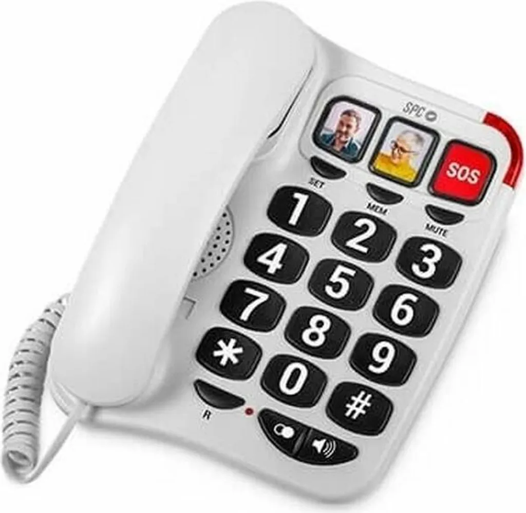 Téléphone fixe SPC 3295B Blanc avec Grosses Touches pour Senior et Maison