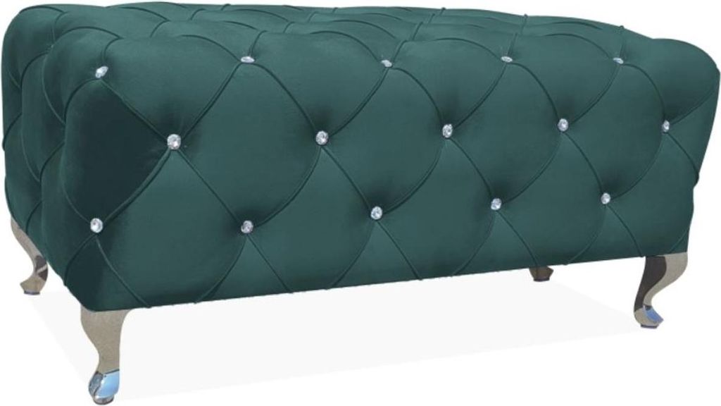 Casa Padrino Barock Sitzbank 100 x 50 x H. 46 cm - Verschiedene Farben - Gepolsterte Bank mit Glitzersteinen und Edelstahl Beinen - Barock Möbel