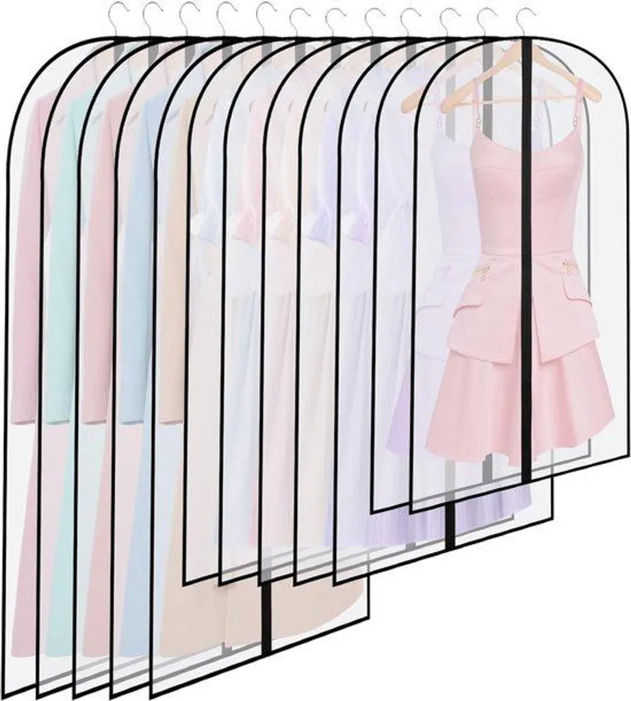 12 Housses de Vêtement Transparentes 60x120cm - Pack de Protection PEVA
