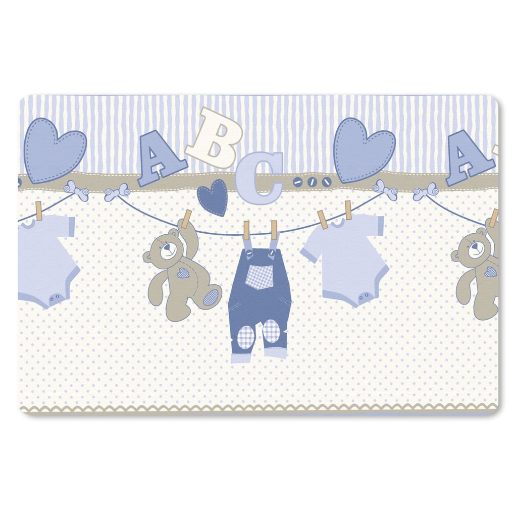 MuchoWow Schreibtischunterlage Babykleidung - Wäscheleine - Teddybär - Schnittmuster 60x40 cm - XXL Mauspad - Großes Mauspad