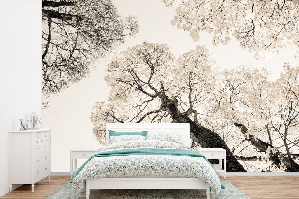 MuchoWow Fototapete für Wohnzimmer oder Schlafzimmer Wandtapete Vinyl Motivtapete Weiße Bäume in Norwegen - 420x280 cm - Zimmer für Kinder
