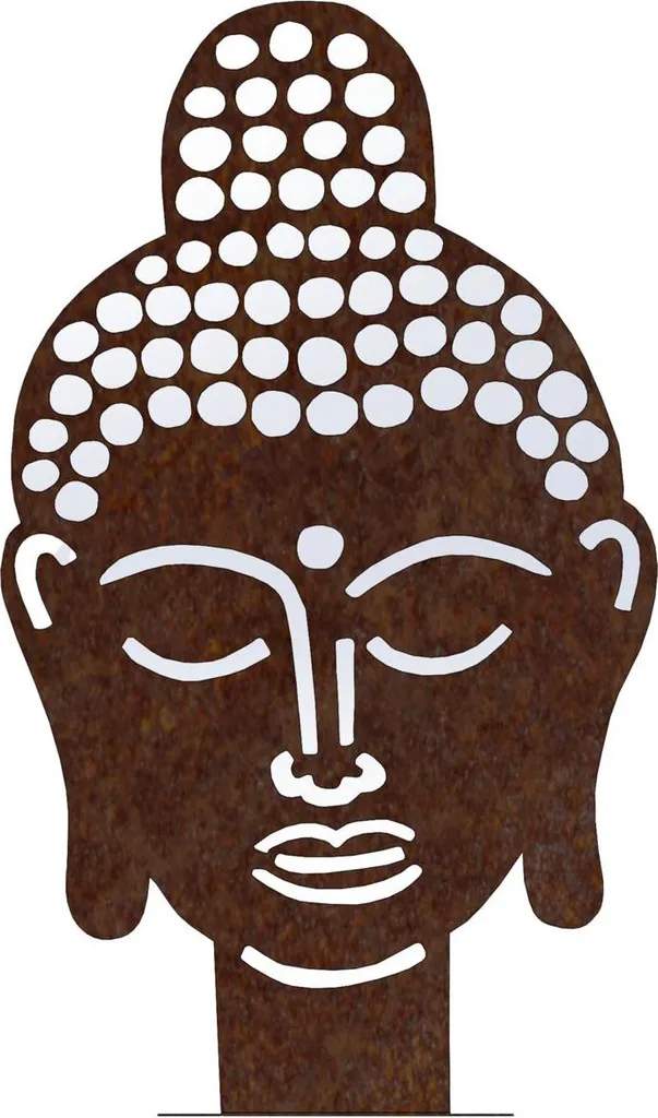 Bouddha de jardin durable en acier corten CORGARDEN 1062 - Sans entretien